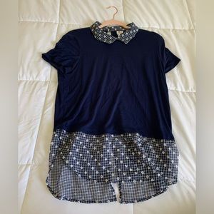 Navy Blue Collared Blouse